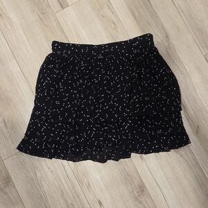 Zara Black and White Ruffled Skater Mini Skirt
